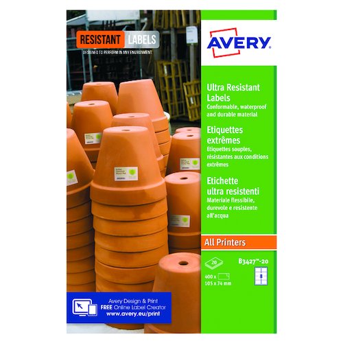 Avery Ultra Resistant Labels 74x105mm (160 Pack) B3427 20 (AV13563)