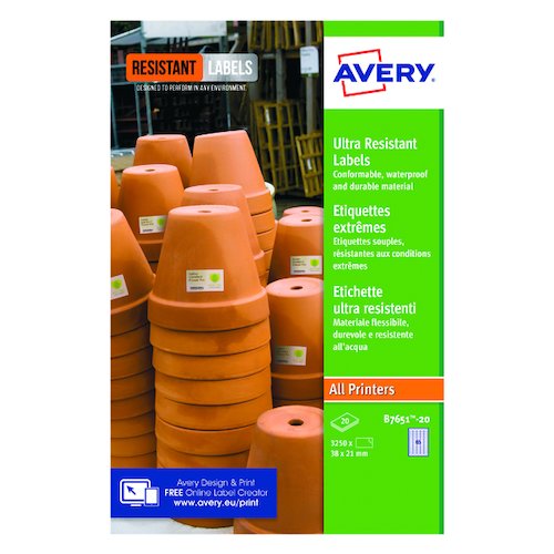 Avery Ultra Resistant Lavels 38x21mm (1300 Pack) B7651 20 (AV13564)