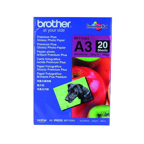 Brother Premium Plus Glossy A3 Photo Paper (20 Pack) BP71GA3 (BA65840)