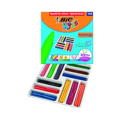 Bic Kids Plastidecor Triangle Crayons Assorted (144 Pack) 887833 (BC00183)