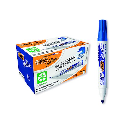 Bic Velleda 1701 Whiteboard Marker Bullet Tip Blue (12 Pack) 1199170106 (BC03784)