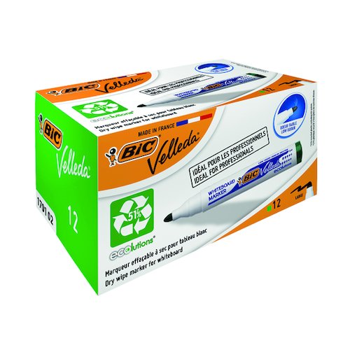 Bic Velleda 1701 Whiteboard Marker Bullet Tip Green (12 Pack) 1199170102 (BC06218)