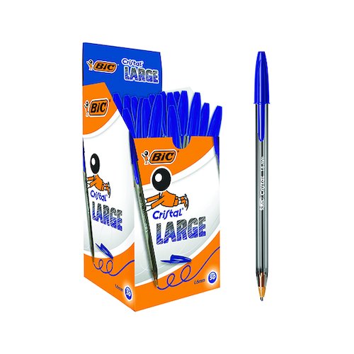 Bic Cristal Large 1.6mm Blue Ballpoint Pen (50 Pack) 880656 (68611BC)