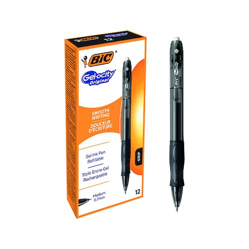 Bic Gel ocity Original Gel Pen Retractable Medium Black (12 Pack) 829157 (BC60065)