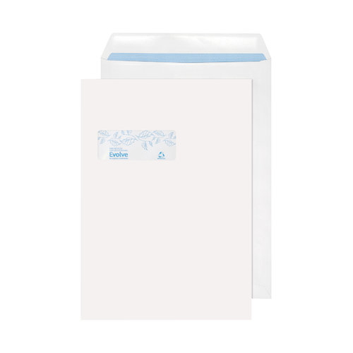 Evolve C4  Envelopes Window Recycled Pocket Self Seal 100gsm White (250 Pack) RD7892 (BLK93005)