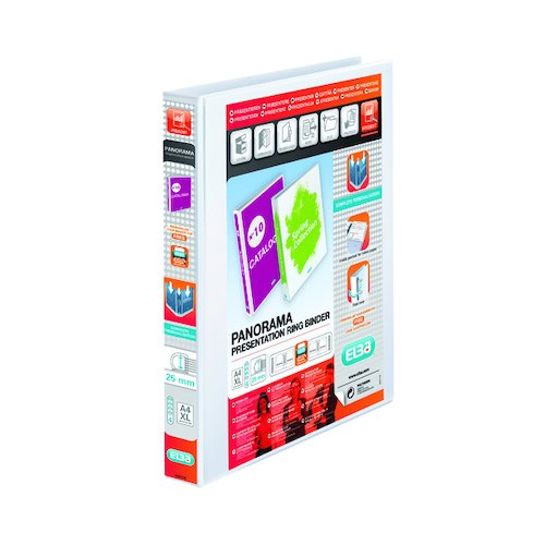 Elba Panorama 25mm 4 D Ring Presentation Binder A4 White (10 Pack) 400001391 (BX00145)