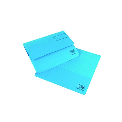 Elba Strongline Document Wallet Bright Manilla Foolscap Blue (25 Pack) 100090140 (BX03221)