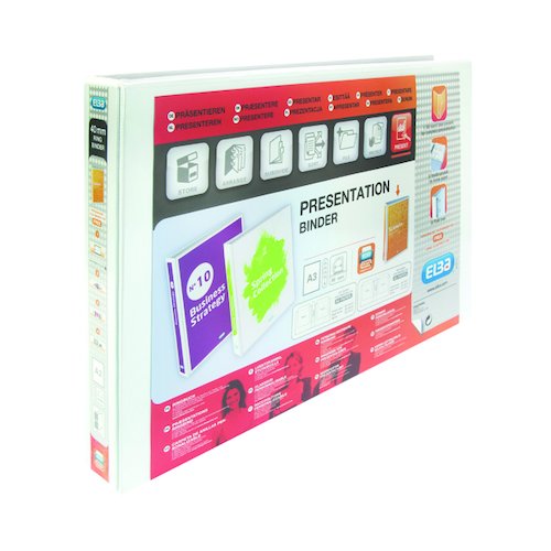 Elba Panorama 30mm 4 D Ring Presentation Binder A3 White (2 Pack) 400008435 (BX06561)