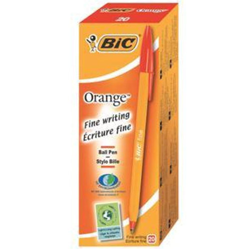 Bic Orange Ball Pen Fine 0.8mm Tip 0.3mm Line Red (68702BC)