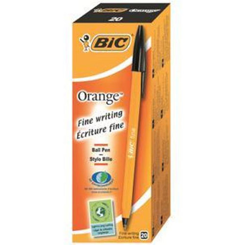 Bic Orange Ball Pen Fine 0.8mm Tip 0.3 mm Line Black (68688BC)