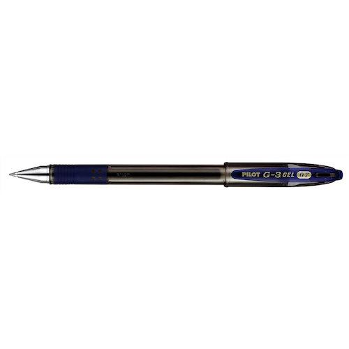 Pilot G 3 Gel Rollerball Pen Refillable Rubber Grip 0.7mm Tip 0.39mm Line Blue (31158PT)