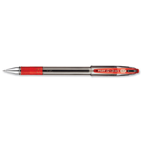 Pilot G 3 Gel Rollerball Pen Refillable Rubber Grip 0.7mm Tip 0.39mm Line Red (31151PT)