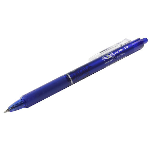 Pilot FriXion Clicker Rollerball Pen Retractable Erasable 0.7 Tip 0.35mm Line Blue 229101203 (31340PT)