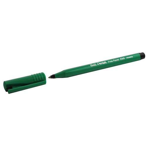 Pentel R50 Rollerball Pen 0.8mm Tip 0.4mm Line Black (17105PE)