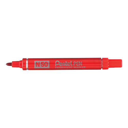Pentel N50 Permanent Marker Bullet 4.3mm Tip 2.2mm Line Red (17035PE)