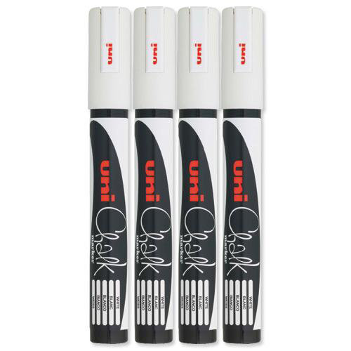 Uni Chalk Marker Medium Bullet Tip PWE 5M Line Width 1.8 2.5mm White (10214UB)