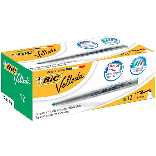 Bic Velleda Marker W/bd Dry wipe 1741 Fine Bullet Tip 1.4mm Line Wallet Assorted (69276BC)