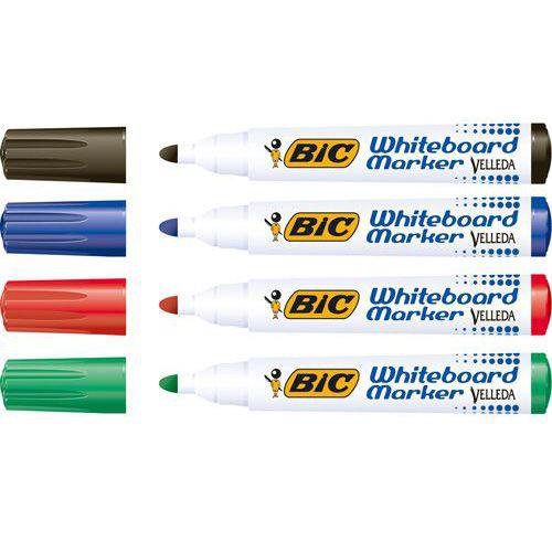 Bic Velleda Marker W/bd Dry wipe 1701 Lrg Bullet Tip 1.5mm Line Classpk Box Assorted (69143BC)
