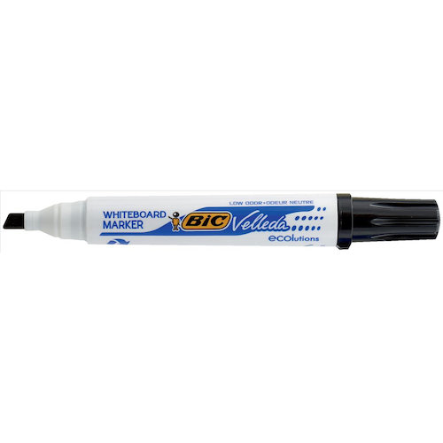 Bic Velleda Marker W/bd Dry wipe 1751 Large Chisel Tip 3.7 5.5mm Line Width Black (68506BC)