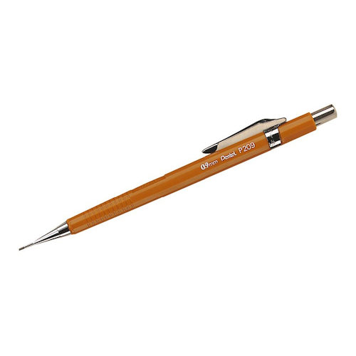 Pentel P209 Mechanical Pencil with Eraser Steel lined Sleeve with 6 x HB 0.9mm Lead (17091PE)