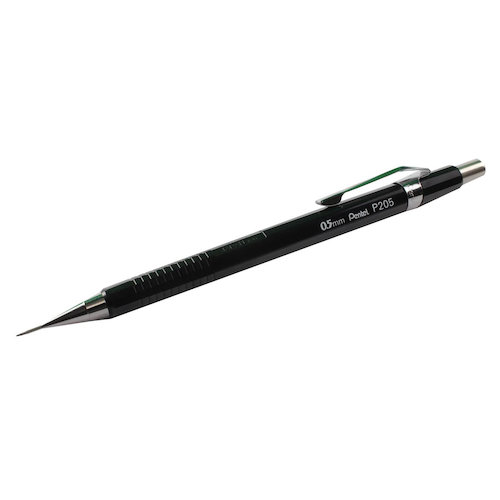 Pentel P205 Mechanical Pencil with Eraser Steel lined Sleeve with 6 x HB 0.5mm Lead (17077PE)