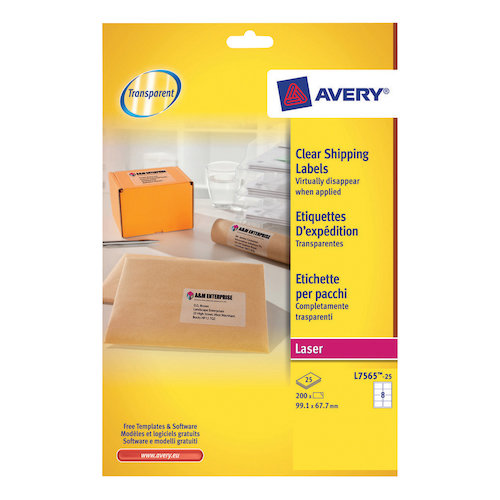 Avery Parcel Labels Laser 8 per Sheet 99.1x67.7mm Clear (44433AV)