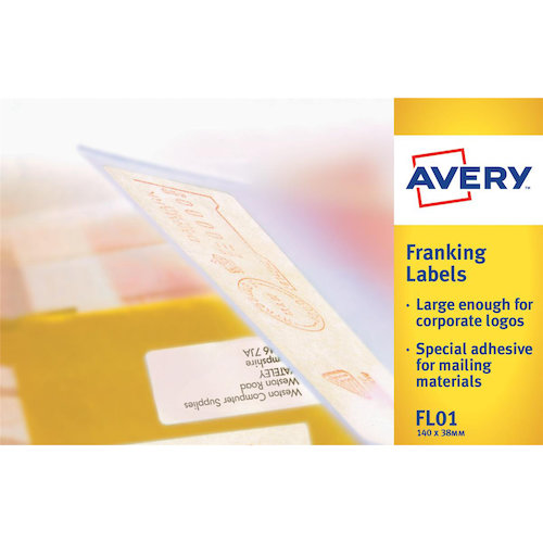 Avery Franking Labels 2 per sheet 140x38mm White (43509AV)