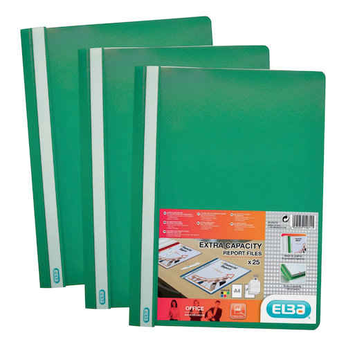 Elba Report Folder Capacity 160 Sheets Clear Front A4 Green (19713HB)