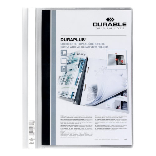 Durable Duraplus Quotation Filing Folder with Clear Title Pocket PVC A4+ White (10943DR)