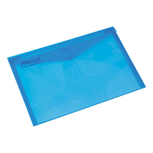 Rexel Popper Wallet Folder Polypropylene A4 Translucent Blue (27479AC)