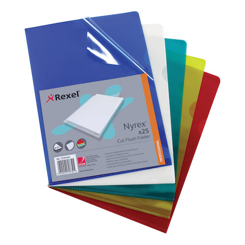 Rexel Nyrex Folder Cut Flush A4 Assorted (27598AC)