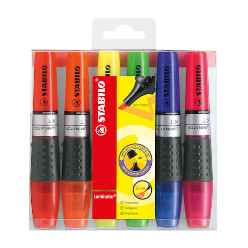 Stabilo Luminator Highlighters Chisel Tip 2 5mm Wallet Assorted (10360ST)