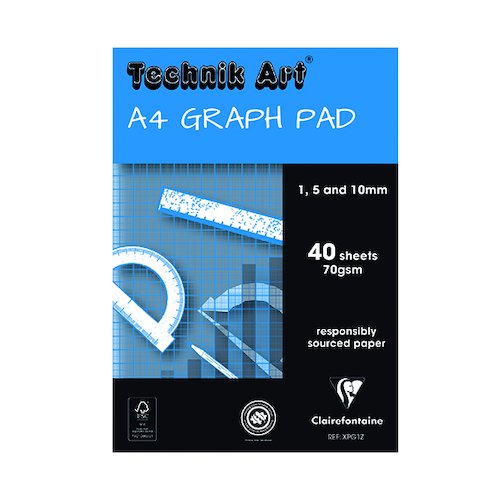 Clairefontaine Technik Art 1/5/10mm Graph Pad 40 Leaf XPG1 (CH21021)