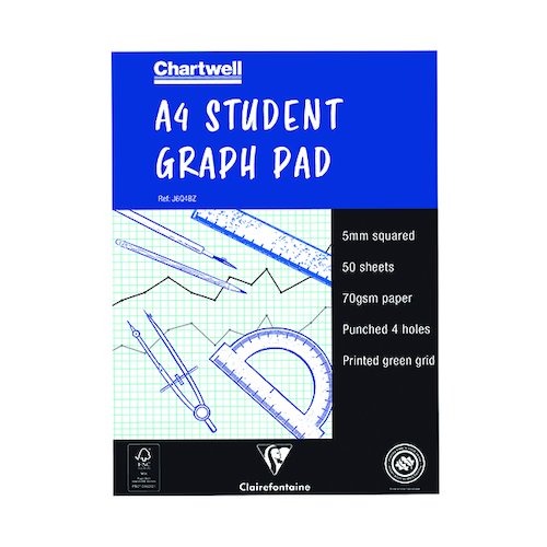 Clairefontaine Chartwell 5mm Quadrille Student Graph Pad A4 J6Q4B (CHJ6Q4B)