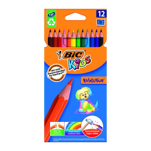 Bic Kids Evolution Ecolutions Colouring Pencils Assorted (12 Pack) 829029 (CN06096)