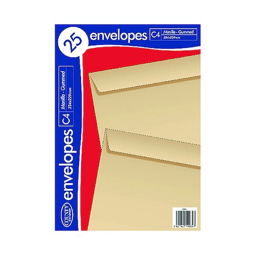 County Stationery C4 Manilla Gummed Envelopes (500 Pack) C506 (CTY1033)