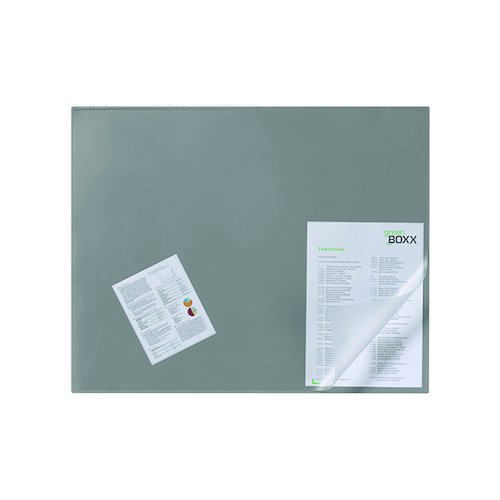 Durable Desk Mat with Transparent Overlay 650 x 520mm Grey 720310 (DB71304)
