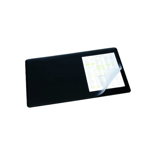 Durable Desk Mat with Overlay W530 x D400mm Black/Clear 7202/01 (DB720201)
