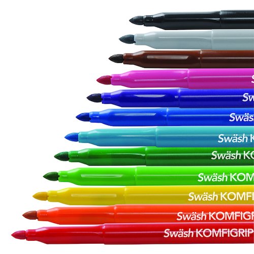 Swash KOMFIGRIP Colouring Pen Broad Tip Assorted (12 Pack) TW12BD (EG60376)