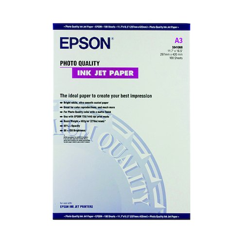 Epson White Photo A3 Inkjet Paper 104gsm (100 Pack) C13S041068 (EP41068)