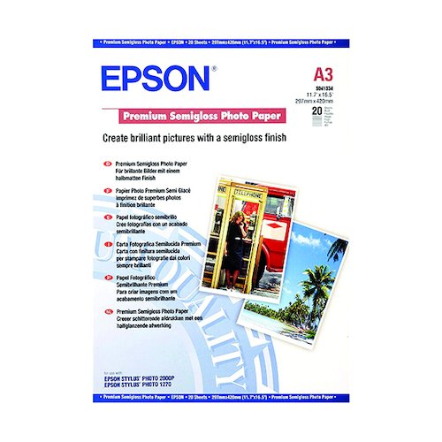 Epson A3 Premium Semi Gloss Photo Paper (20 Pack) C13S041334 (EP41334)