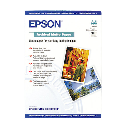 Epson A4 Archival Matte Paper (50 Pack) C13S041342 (EP41342)