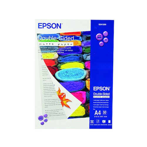 Epson A4 Double Sided Matte Photo Paper (50 Pack) C13S041569 (EP41569)
