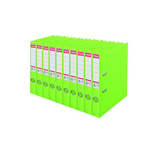 Esselte 50mm Lever Arch File Polypropylene A4 Green (10 Pack) 48076 (ES80762)