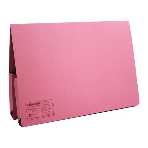 Exacompta Guildhall Legal Double Pocket Wallet Foolscap Pink (25 Pack) 214 PNK (GH10072)