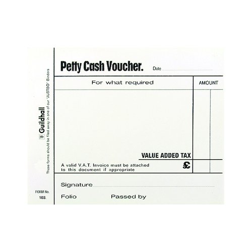 Exacompta Guildhall Petty Cash Pad 100 Leaves 127x102mm White (5 Pack) 103 1569 (GH103W)