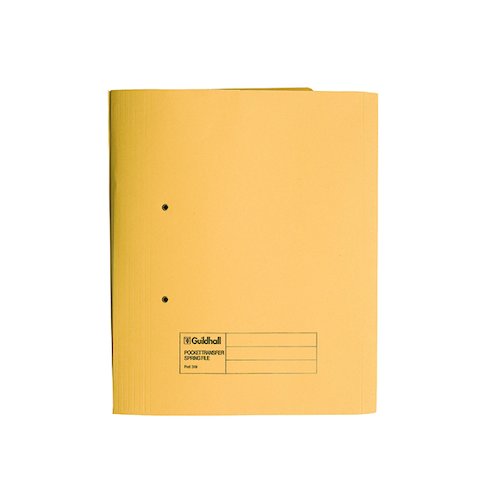 Exacompta Guildhall Transfer Spiral Pocket File 315gsm Foolscap Yellow (25 Pack) 349 YLW (GH22143)