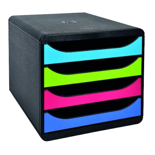 Exacompta BigBox Carbon Neutral 4 Drawer Black/Multicoloured 3101928D (GH42450)