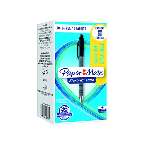 PaperMate FlexGrip Ultra Retractable Ballpoint Pen Medium Black (36 Pack) 1910073 (GL09610)