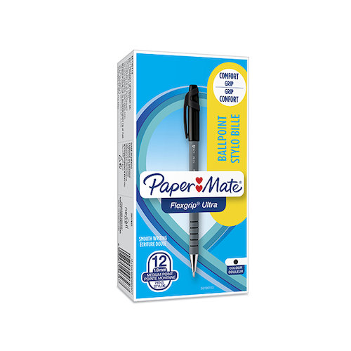 PaperMate Flexgrip Ultra Ballpoint Pen Medium Black (12 Pack) S0190113 (GL24511)